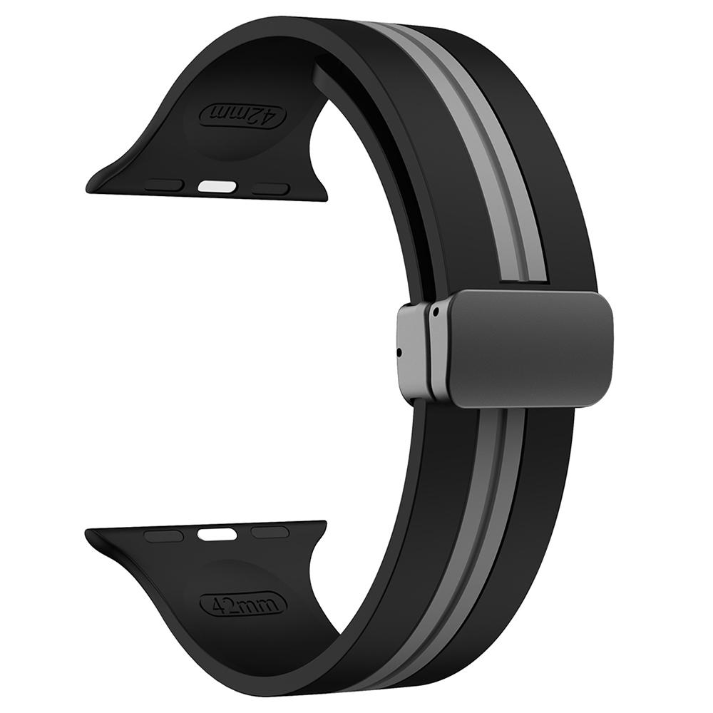 KALEBOL Полосатый магнитный силиконовый ремешок для Apple Watch Series 10 9 8 7 SE 6 5 4 3 2 1 42 мм 41 мм 40 мм 38 мм Ремешок для часов