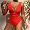 New One-piece Swimsuit Women's One-piece Solid Color Sexy Slim One-piece Swimsuit Fashion