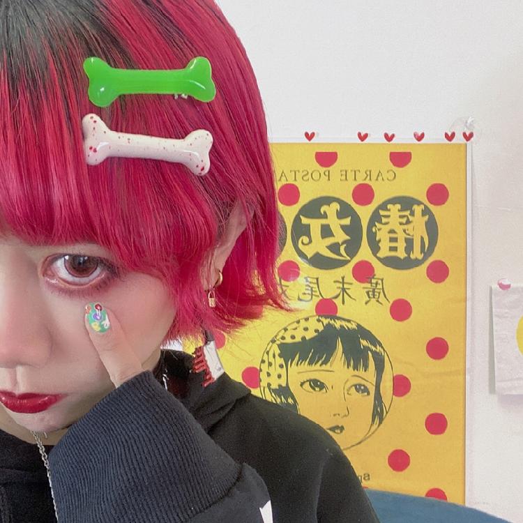 Заколка для волос в виде кости собаки Готическая боковая заколка-уточка Хэллоуинская заколка для челки Костюм