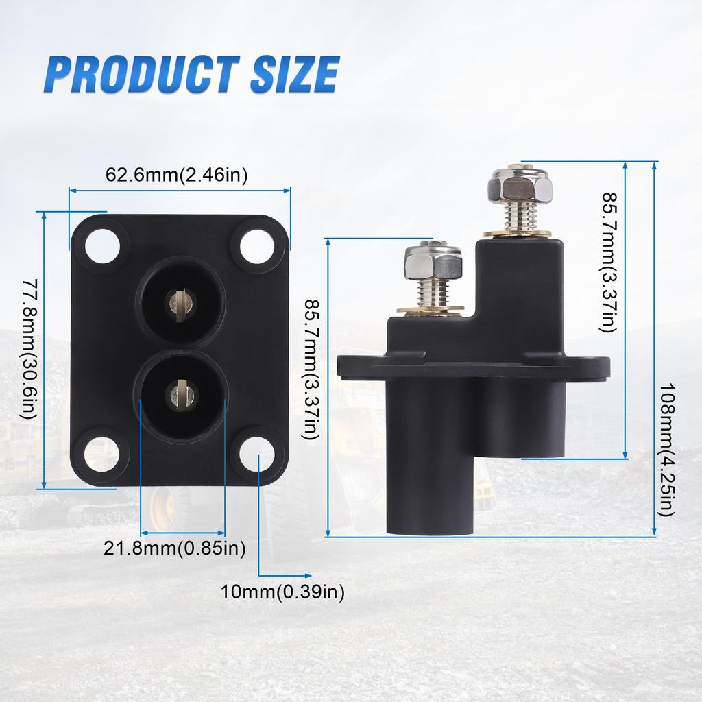 Remote Jump Start Terminal Plug Terminals ABS Plastic Black For Hella 8JB 177 305-001 For Rollers, Stackers, Mining Equipment