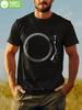 Plus Size Vinyl Record Graphic T-shirt - Cotton Casual Crew Neck Tee with Music Design