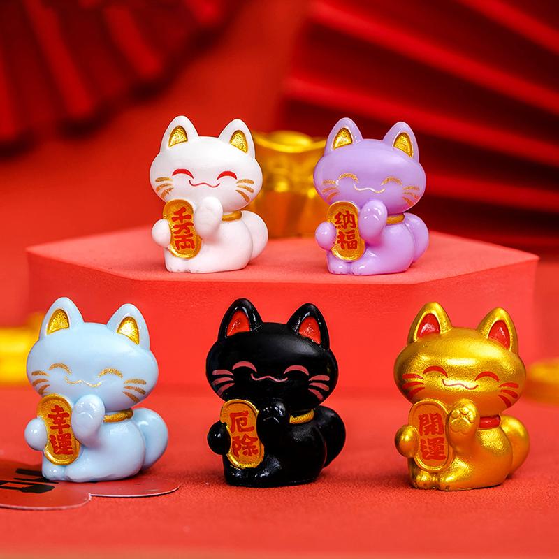 1 шт. милый мультяшный Lucky Cat изысканный орнамент из смолы маленький подарок ремесла миниатюрные фигурки для дома настольный орнамент