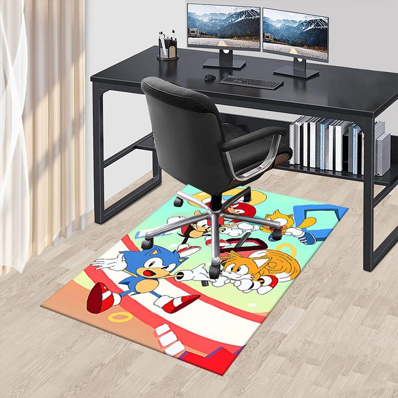 1pc Sonic the Hedgehog Tails Knuckles Echidna Chair Mat, Office Desk Pad - Non-Slip Carpet for Home Decor, Gaming Room, Living Room, Bedroom - Suitabl