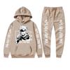 Mens Winter Hooded Sweatshirt Set With Jujutsu Kaisen Gojo Satoru Print Thick Casual Streetwear Tracksuit