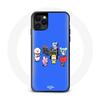 Case for Iphone 11 BTS BT21 Tata Chimmy Cooky Rj Koya Shooky And Mang Play Music Blue Background