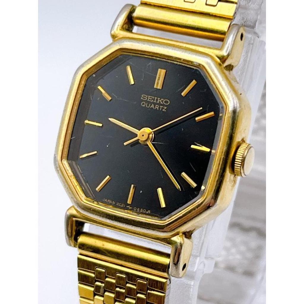 Used SEIKO Watch Working Condition 2C21-5170 Quartz Black