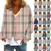 Women's Fashion Short Jacket Casual Long Sleeve Plaid Print Single Breasted Plush Top