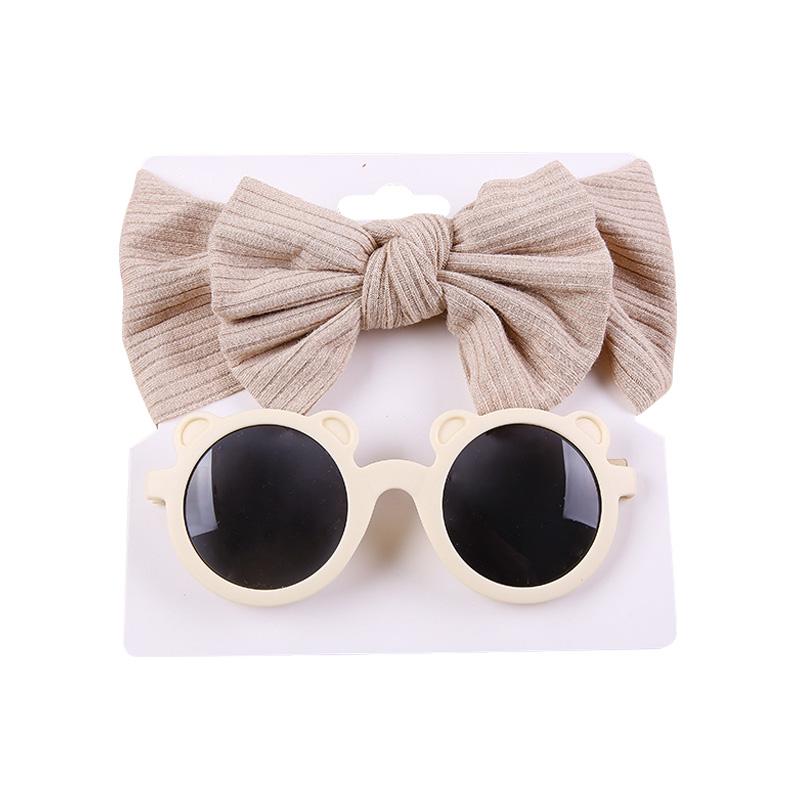 Baby Hair Accessories Summer Infant Headband Sunglasses Sun Protection Beach Kids Sun Glasses Head Band Set 2Pcs/Pack