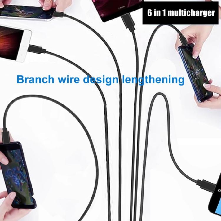 6-в-1 Зарядный аксессуар USB C Разветвитель Адаптер Кабель Шнур с Несколькими Выходами для Одновременной Зарядки до 6 Устройств