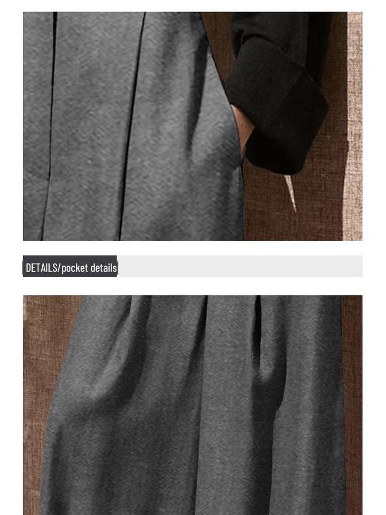 Gray High-Waist Casual Wide-Leg Pants - Women's Autumn/Winter Style