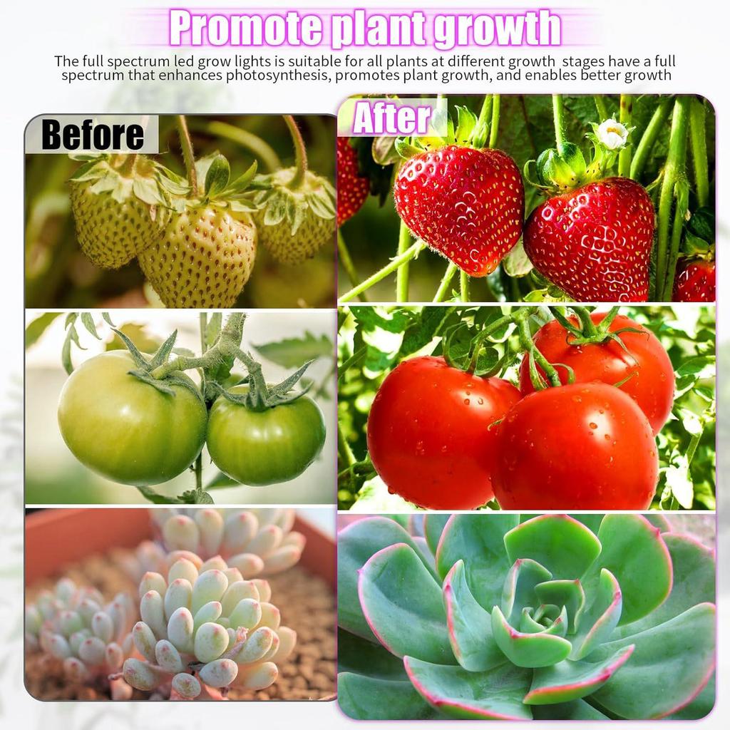 Диммируемый светодиодный светильник для выращивания полного спектра с таймером и клипсой для суккулентов и имитации солнечного света