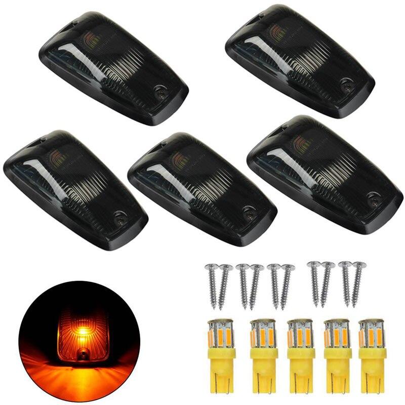 5 шт., дымчатые прозрачные черные линзы, красные светодиодные габаритные огни на крыше кабины, верхние ходовые огни для Chevy GMC 1988-2002, грузовик, внедорожник