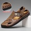 Men's Genuine Leather Cross-Border Baotou Sandals: Non-Slip Soft-Soled Shoes, Dual-Purpose Outdoor & Casual Beach Wear.