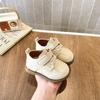 Унисекс Британский Стиль Детские Кожаные Обувь-Ходунки с Резиновой Подошвой