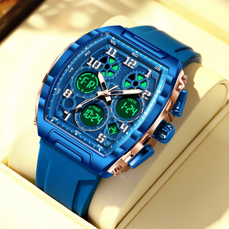 FOXBOX Waterproof Alarm Clock Men Brand's New Electronic Watch Digital Multifunctional Fashion Trend Men's Quartz Wristwatch