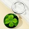 Lucky Four Leaf Clover Pendant Keychain With Zinc Alloy Silver Finish For Gift Giving And Celebration