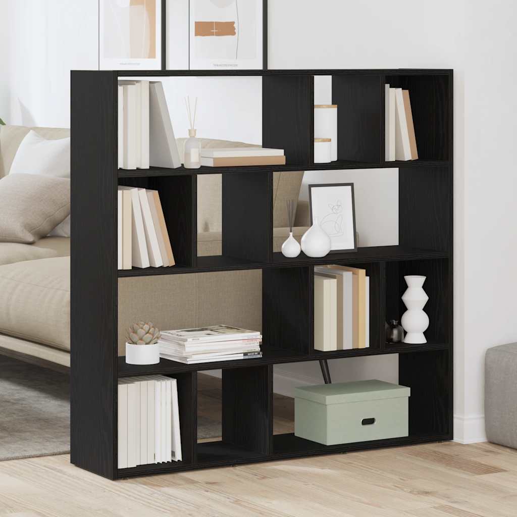 Bookshelf Room Divider Black Oak 105 x 24 x 102 cm