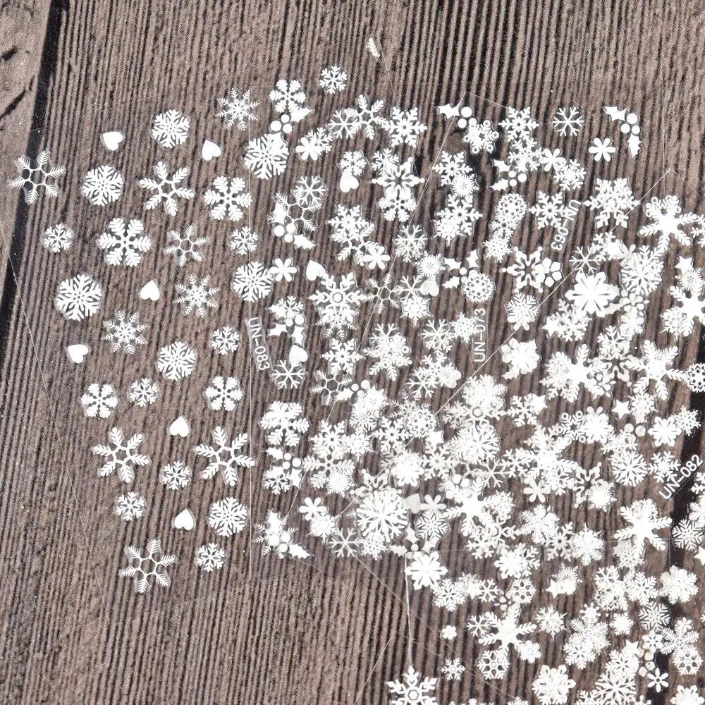 30 листов 3D белых снежинок рождественских наклеек для нейл-арта - самоклеящиеся для легкого нанесения