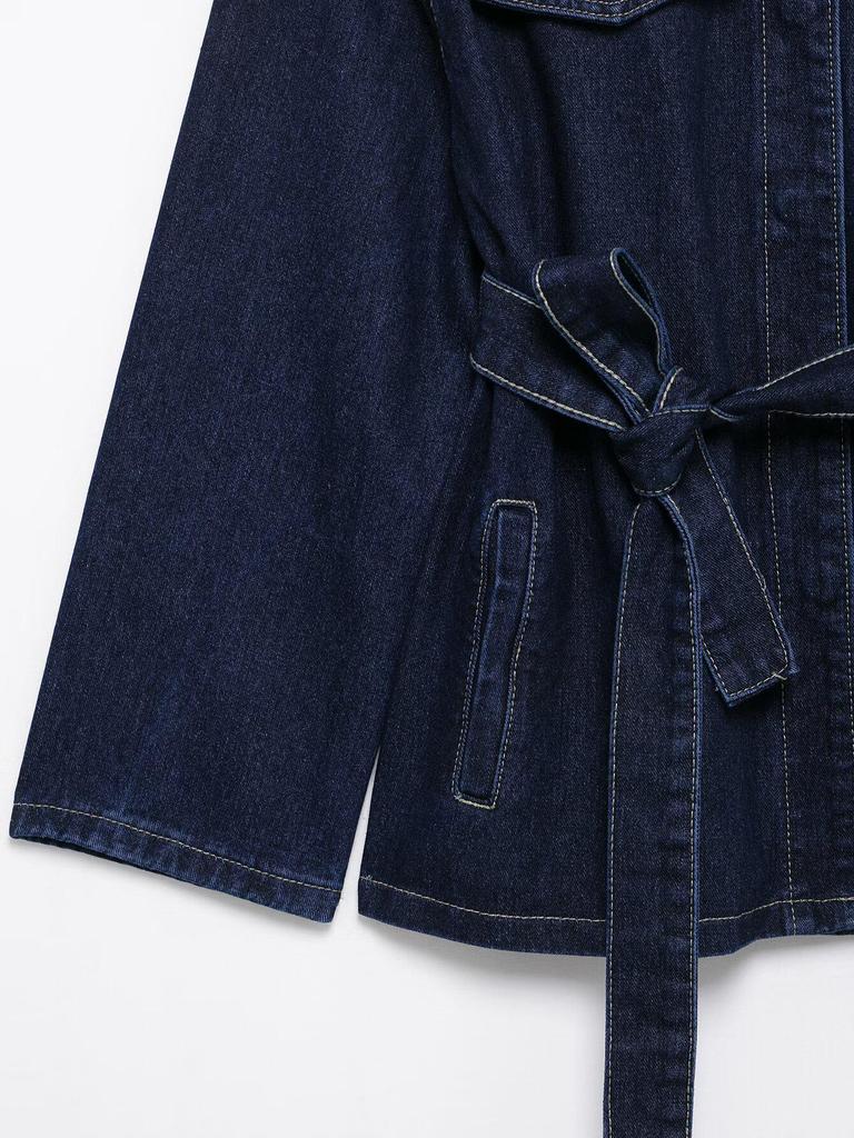 Весна 2025 Женский Ретро Джинсовый Жакет и Повседневные Брюки Комплект с Отложным Воротником