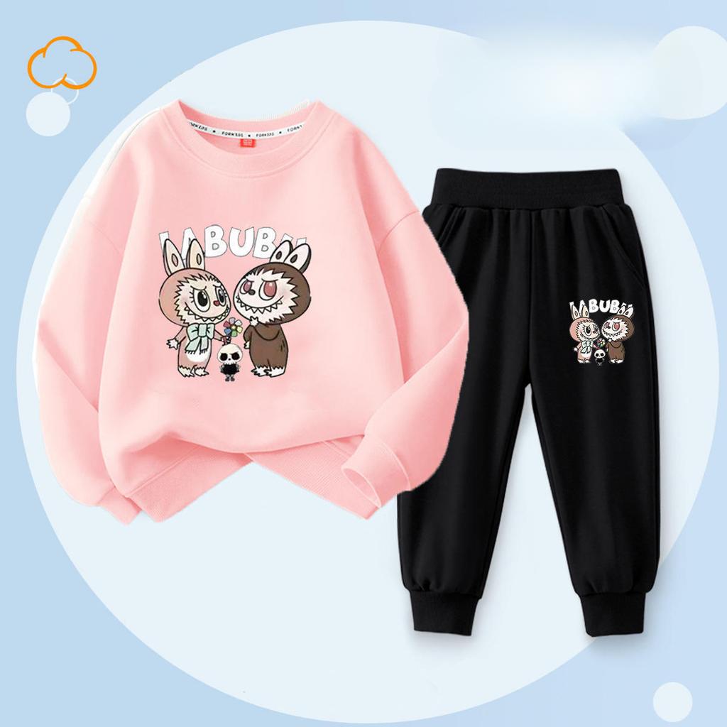 Весенне-осенний детский модный комплект с принтом букета: леггинсы и топ с круглым вырезом для девочек