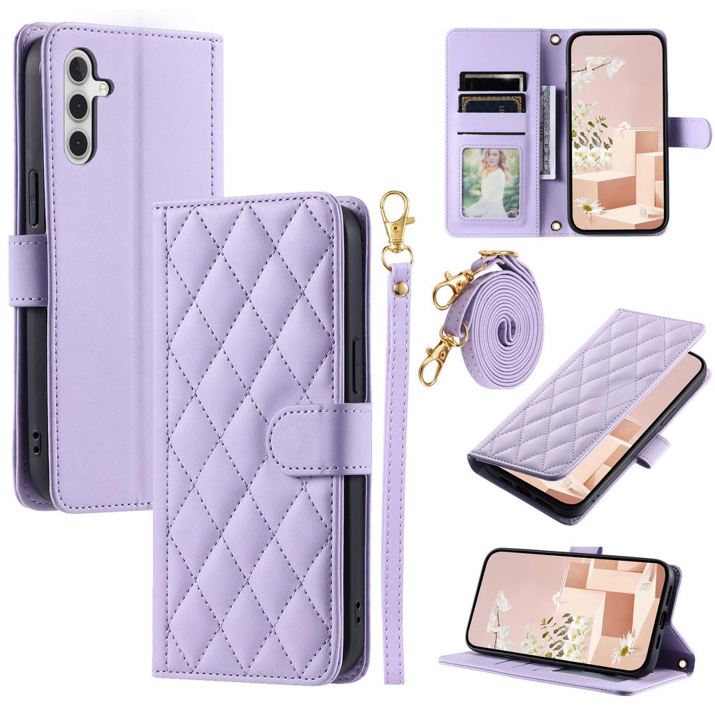For Samsung Galaxy A36 5G Wallet Case Rhombus Grid PU Leather Phone Cover