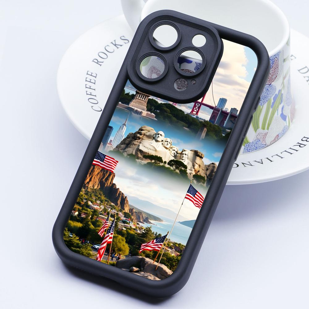 США Флаг Америки Утолщенный ТПУ Чехол для Мобильного Телефона для iPhone 17 16 15 14 13 12 11 Air Pro Max Plus Цветной Чехол