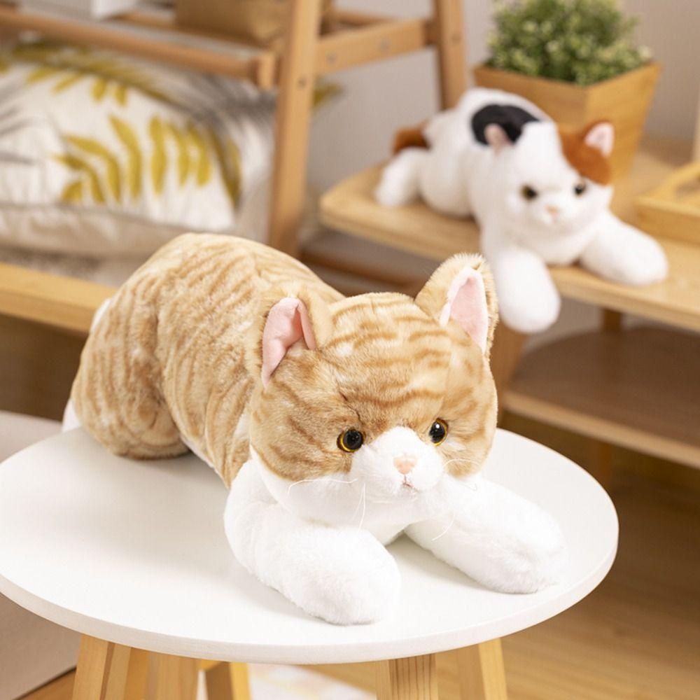 50cm Size Simulation Stuffed Cat Realistic Design Cute Lying Cat Doll Birthday Gift
