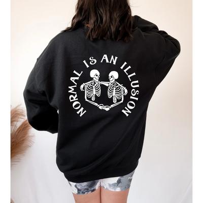 Нормальная иллюзия, готическая толстовка со скелетом, забавная женская толстовка с капюшоном, пуловеры унисекс, хлопковый топ, джемпер с капюшоном