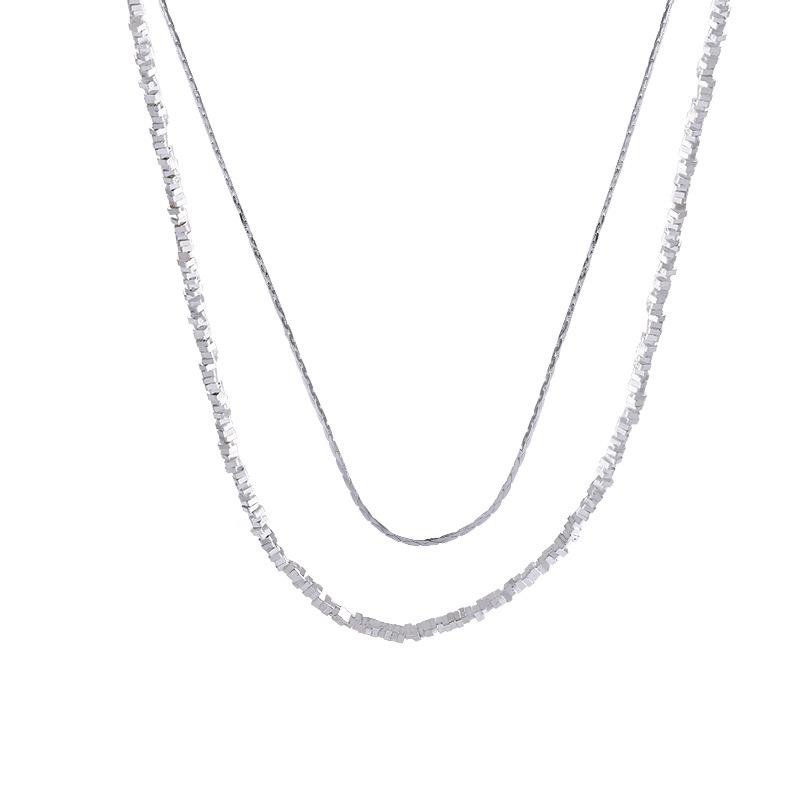 Корейское двухслойное серебряное ожерелье на ключицу для женщин — модный, элегантный и блестящий дизайн, который носят интернет-знаменитости