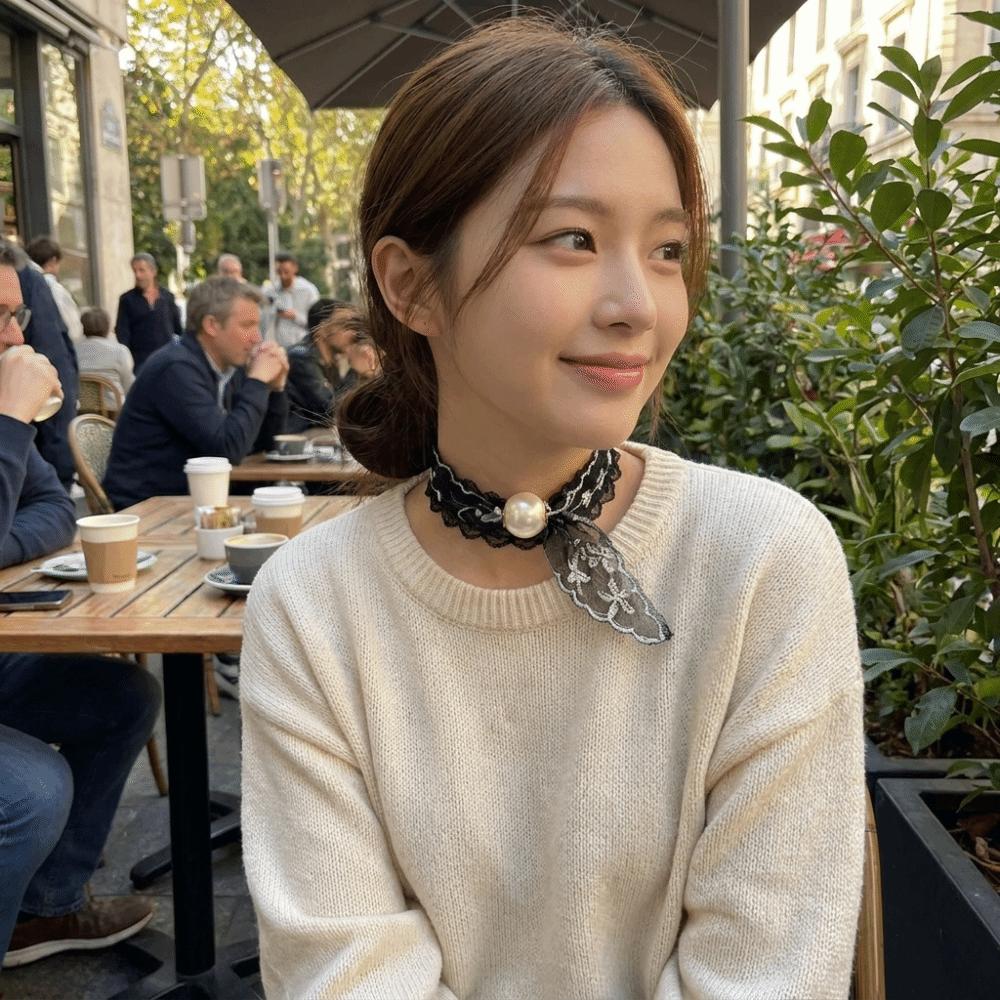 Elegant Magnetic Buckle Lazy Scarf Snap Closure Shirt Collar Scarf Spring Season