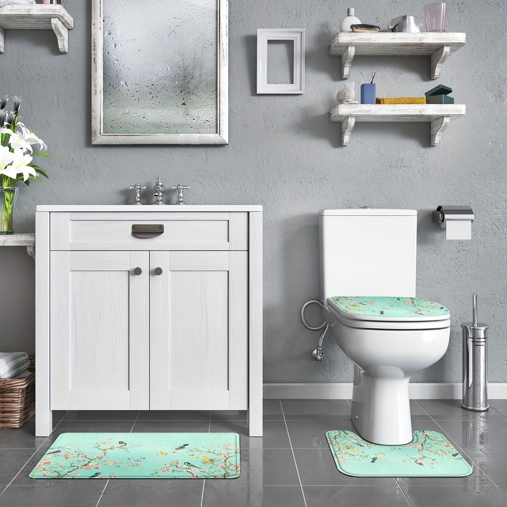 4 шт. Роскошный комплект водонепроницаемых занавесок для душа с изображением цветов, птиц, бабочек, декоративный комплект для ванной комнаты, нескользящий коврик для унитаза, коврик для ванной и 12 крючков