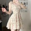 Summer Suspender Floral Dresses Women Bandage A-line Hotsweet Korean Style Casual Short Dress