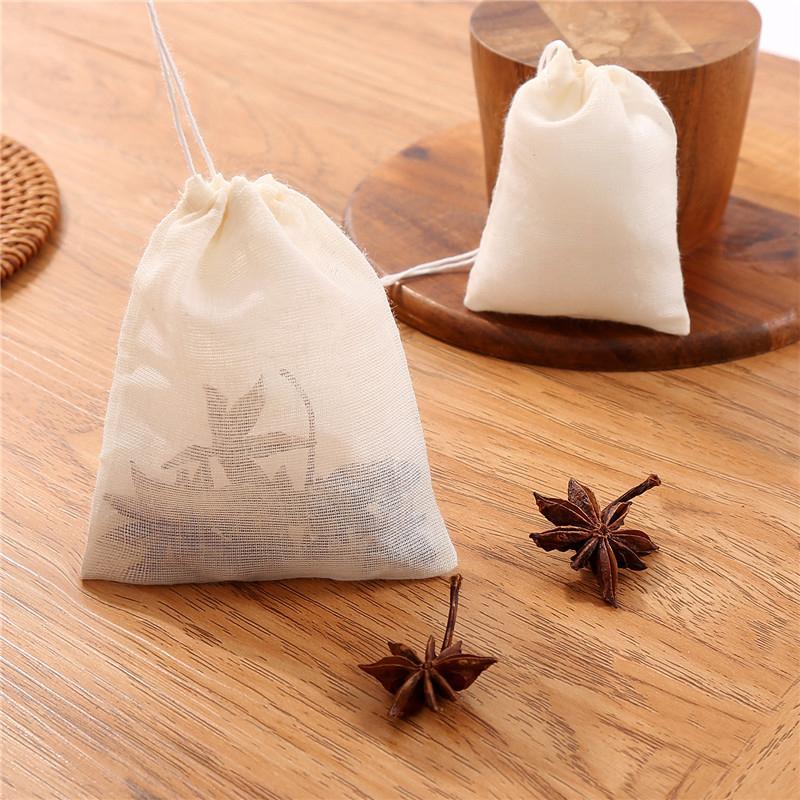 50Pcs Tea Bags Food Grade Cotton Gauze Tea Filter Bags Spice Filter Bags With String Healing Seal Spice Filter Tea Bags For Spic
