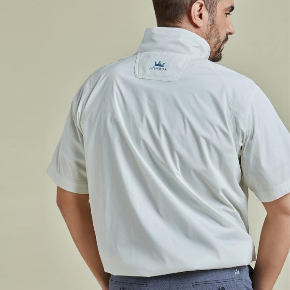 Lambda Men S Air Shell Wind Jacket Short Sleeve Cream Ivory 26121