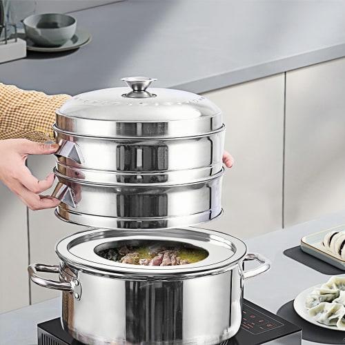 XINYUELI Stainless Steel Steamer Rack for Chinese Steamers, 22cm-32cm (Silver, 22CM)
