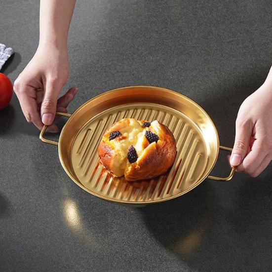 Прочная сервировочная тарелка, легко чистящаяся, нержавеющая сталь, компактная.