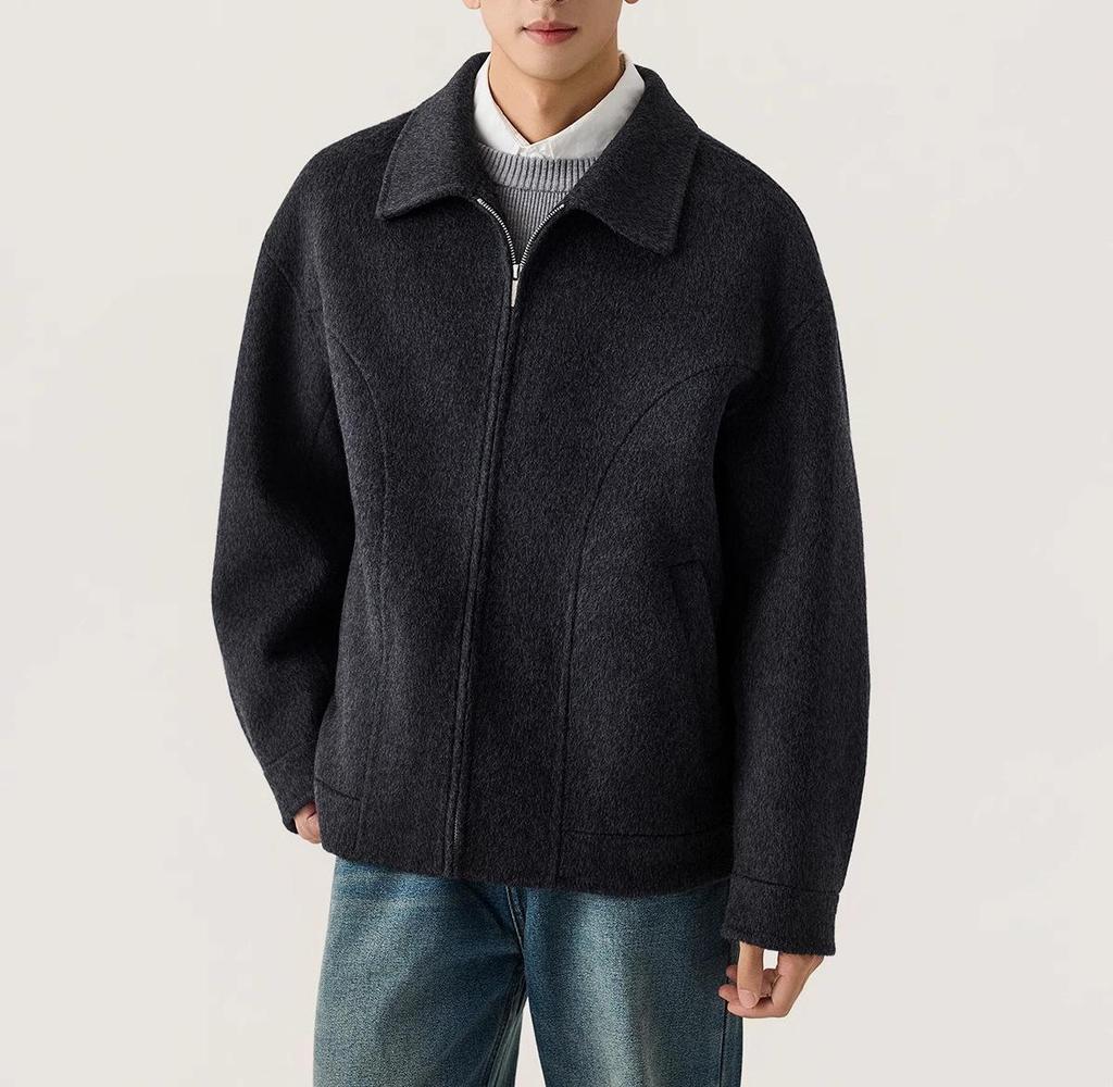 Мужское двустороннее шерстяное пальто с лацканами в итальянском винтажном стиле