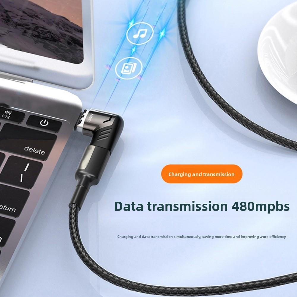 Магнитный адаптер USB Type C под углом 90 градусов 120 Вт Быстрая зарядка телефона Магнитный конвертер Мини Портативный Угловой магнитный адаптер
