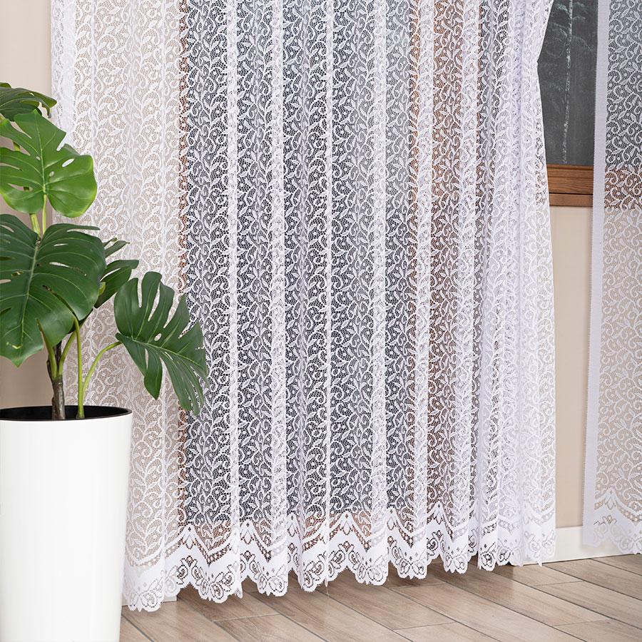 BOGUMIŁA - Готовая жаккардовая штора с прямым низом - 300x250 см - белый