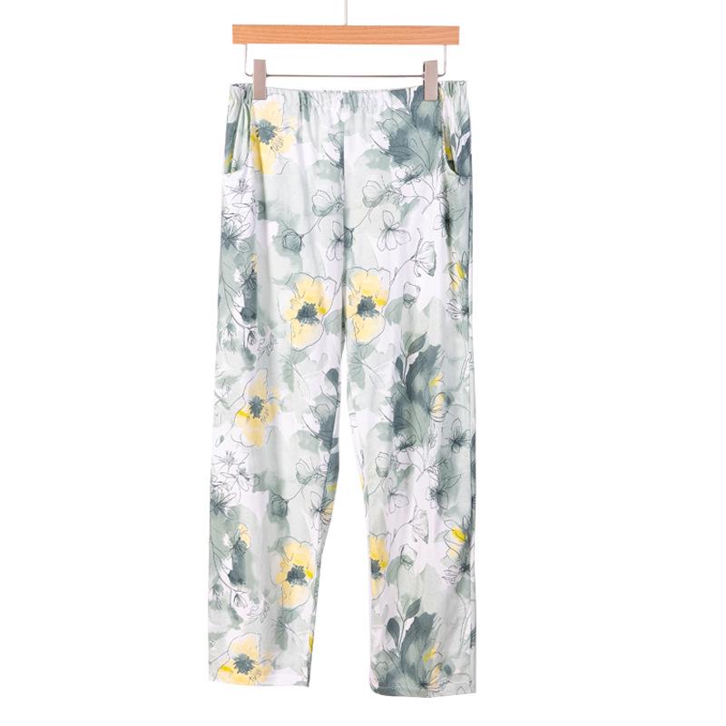 Женские трикотажные пижамные брюки из чистого хлопка - Весна/Лето, Свободный крой, Большой размер, Эластичная талия, Защита от комаров