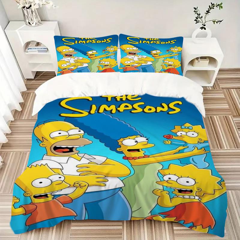 Simpsons Family Adventure Print 3Pcs Bedding Setduvet Cover With 2 Bedropillowcase Home Birthday Gift