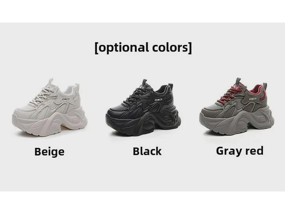 Женские туфли Dad Shoes из натуральной кожи на толстой подошве, визуально увеличивающие рост, универсальные повседневные кроссовки на весну/осень, мода 2025 года.