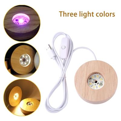 Подставка для фигурок, минималистичная, широкое применение, 3 цвета, USB-порт, 1,2 Вт, подсветка, дуб, сделай сам, деревянная основа для лампы, ночная поставка