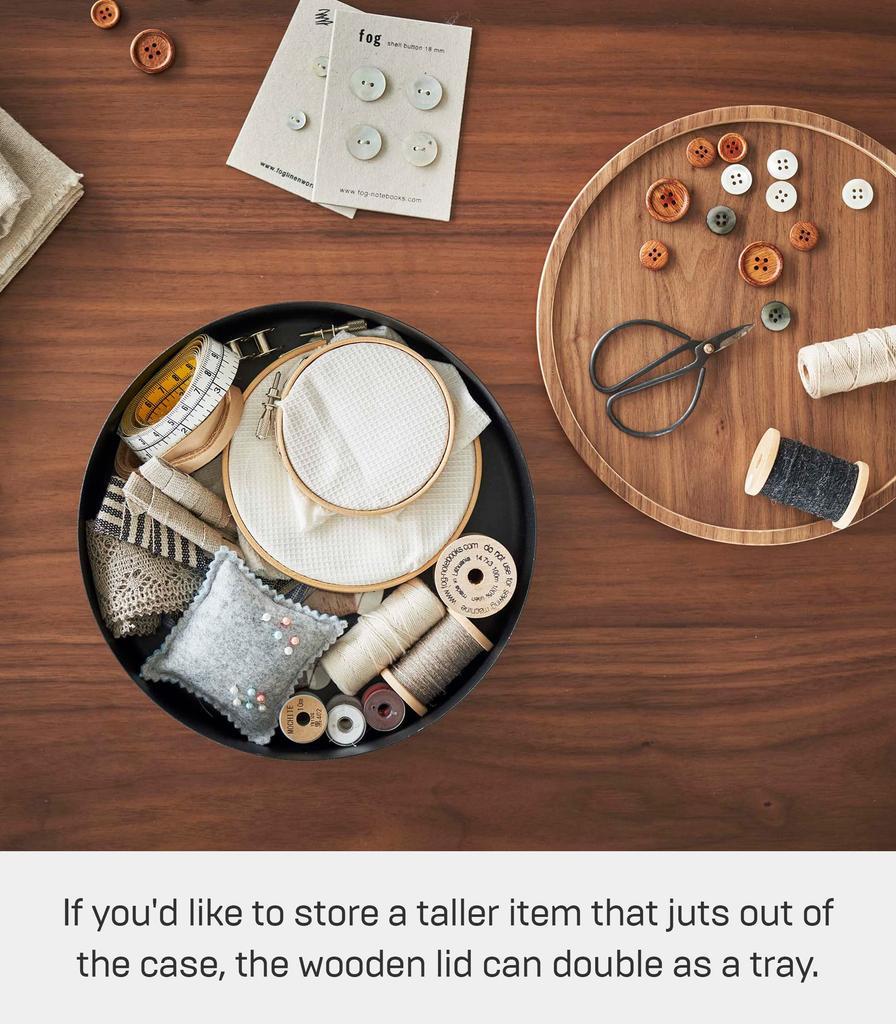 Ящик для хранения Yamazaki Jitsugyo с круглой крышкой, коричневая крышка RIN RIN, трансформируется в поднос для хранения 5800 (Ямадзаки) приблизительно. Ш22.2XГ22.2XВ6см