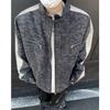 Autumn new long-sleeved leather shoulder padded stand-up collar locomotive jacket couple American retro matte textured coat top