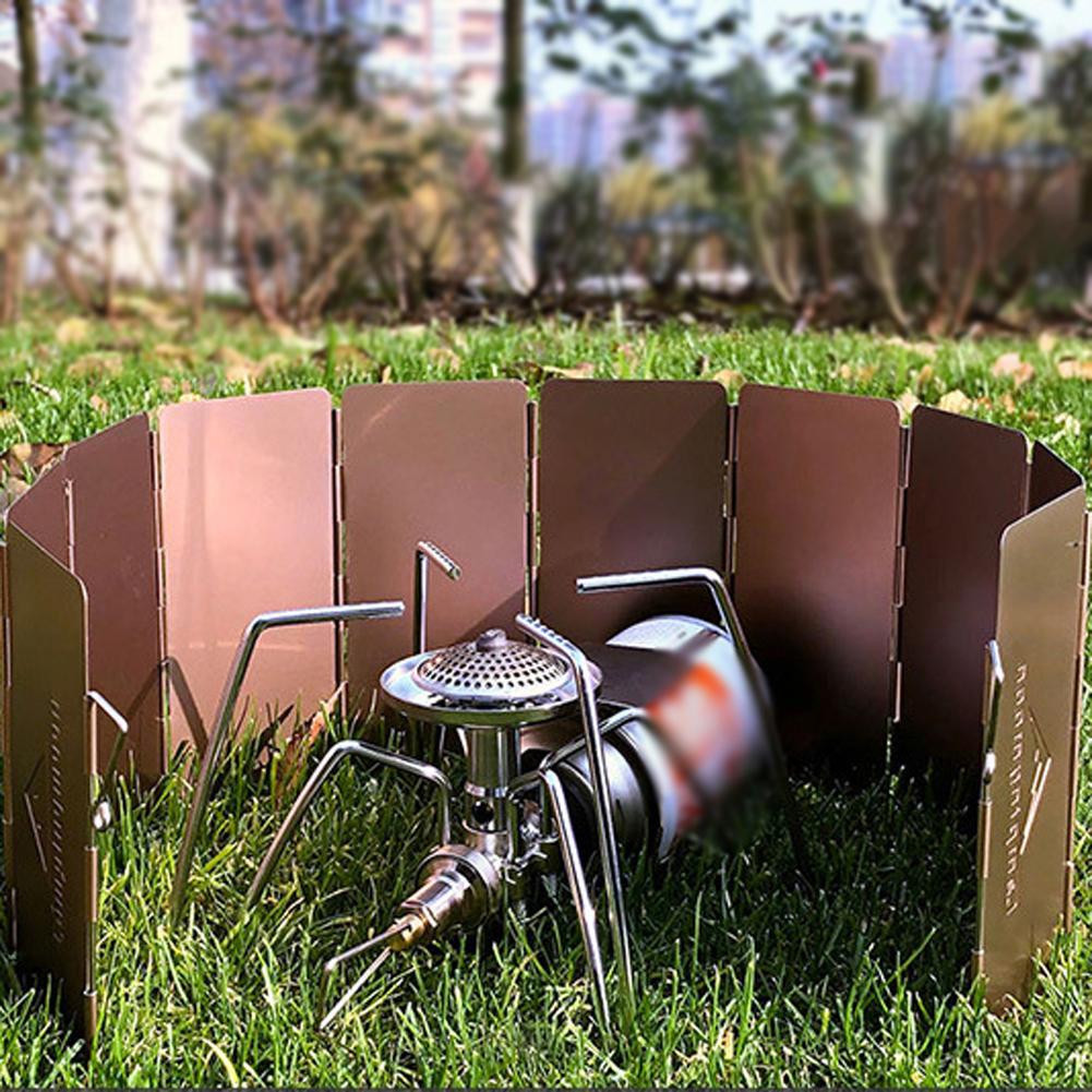 10 пластин бронзового цвета для кемпинга, газовые плиты, горелка, ветрозащитный экран, алюминиевый сплав, оксидированный