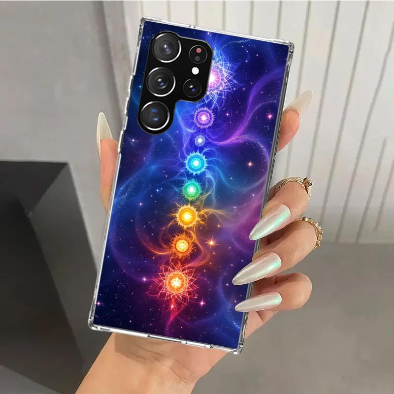 Чехол для телефона Samsung Galaxy S26 S24 S23 Ultra S25 Edge S22 S21 Plus S20 FE + с духовным изображением йога-чакр и Вселенной, мягкая печать