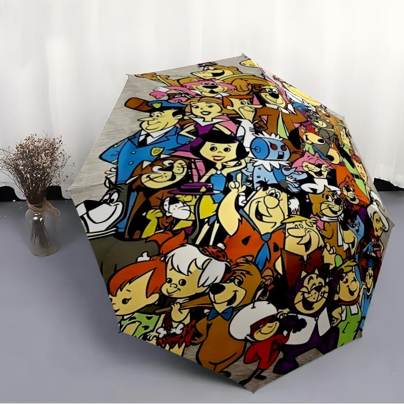Flintstones Fashionable Automatic Opening/Closing Folding Umbrella. Portable and Foldable, Ideal for Gift, Travel, and Daily Use.
