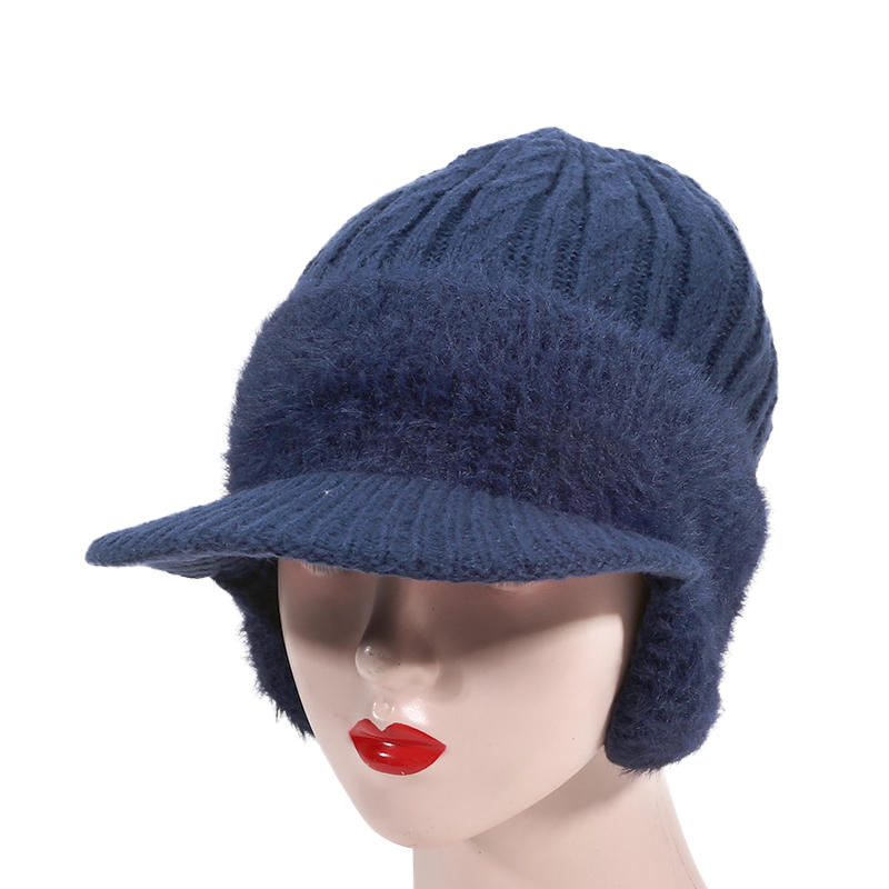 Unisex Winter Hat Outdoor Thick Ski Sports Knitted Hat Plush Fur Lined Warm Earflap Cap Stylish Soft Knit Hat