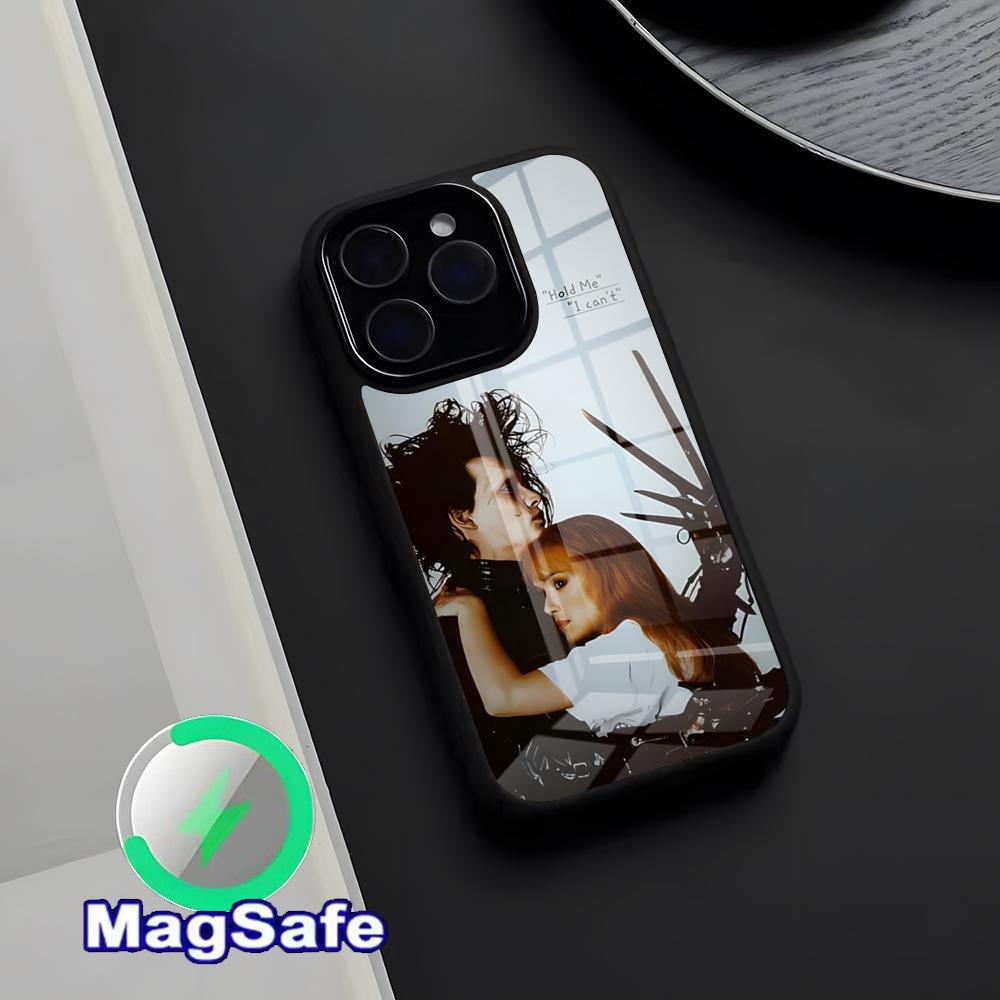 Retro Edward Scissorhands Phone Case Magnetic Glass Case For IPhone 17 Pro Max 16 15 14 13 11 Pro Max Plus Phone Case